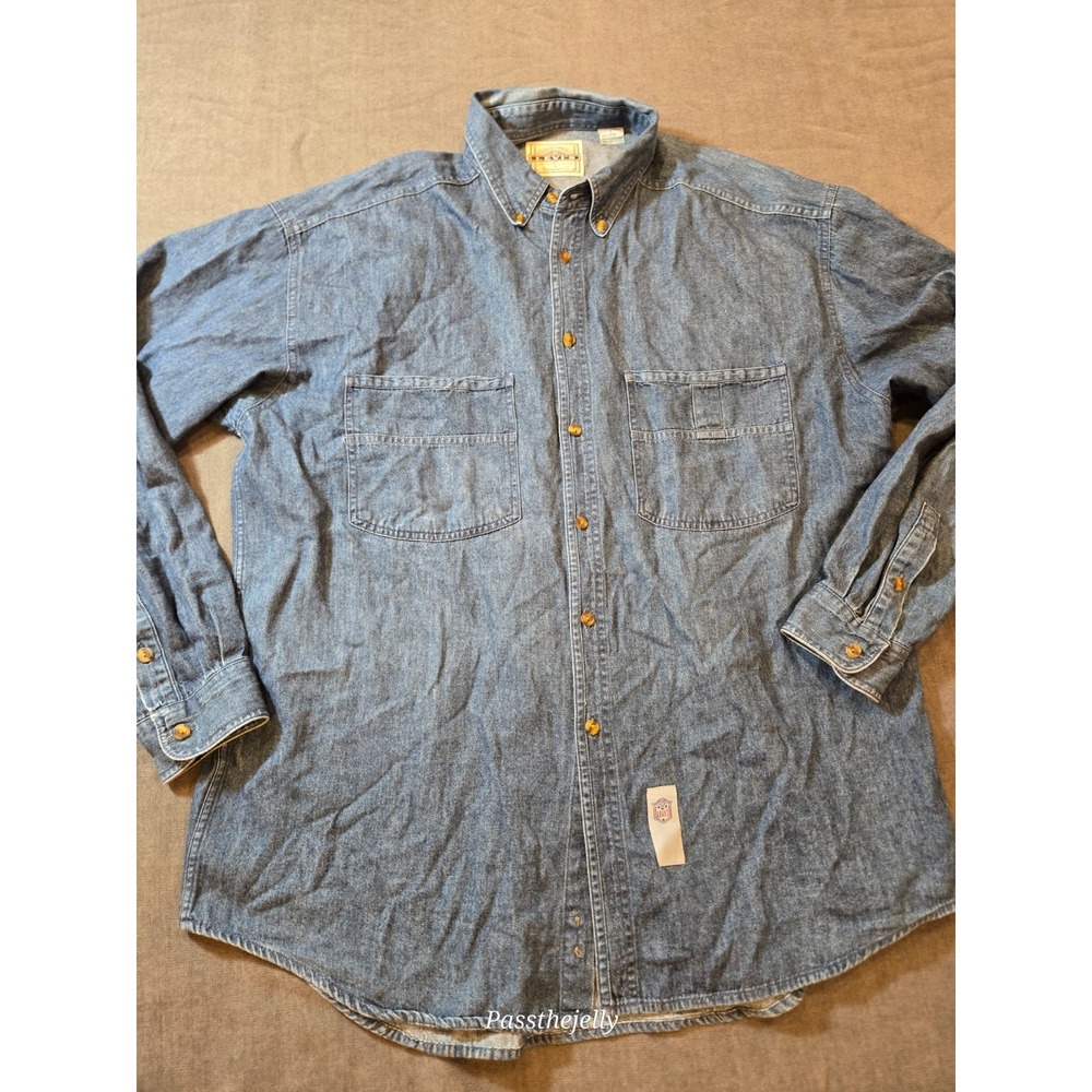 Vtg Levis Denim Shirt Mens Large Western Cowboy Blue Workwear Cotton